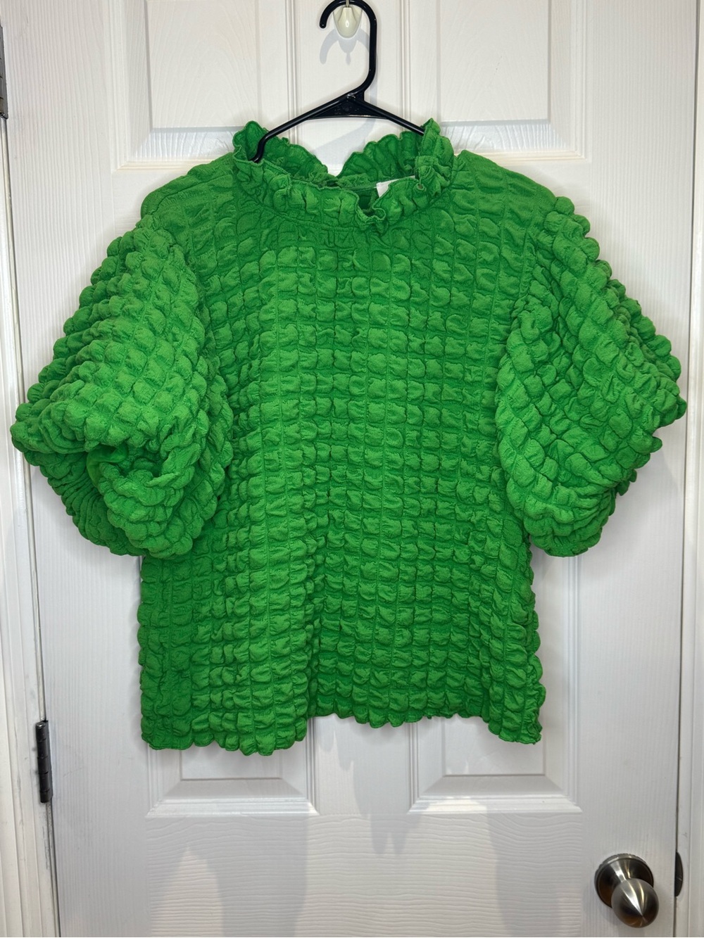 THML Women's Small Bubble Top Lime Green Vibrant Textured